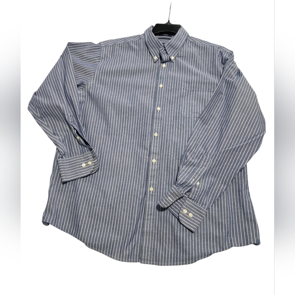 Dockers Battery Street Classic Fit Stretch Button Up Long Sleeve Pin Stripe XL